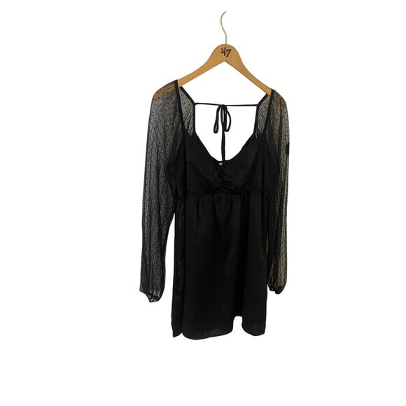 NWT Peach Love California Women's Black Long Sleeve Cocktail Dress - Large - Picture 1 of 13